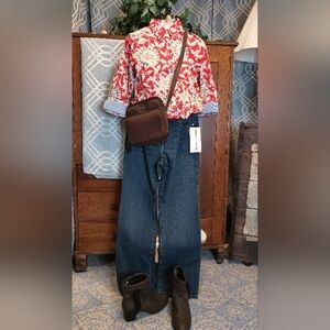 Americana Sunflower Bundle- Button Up, Boot Cut Jeans, Crossbody, Choice Shoe